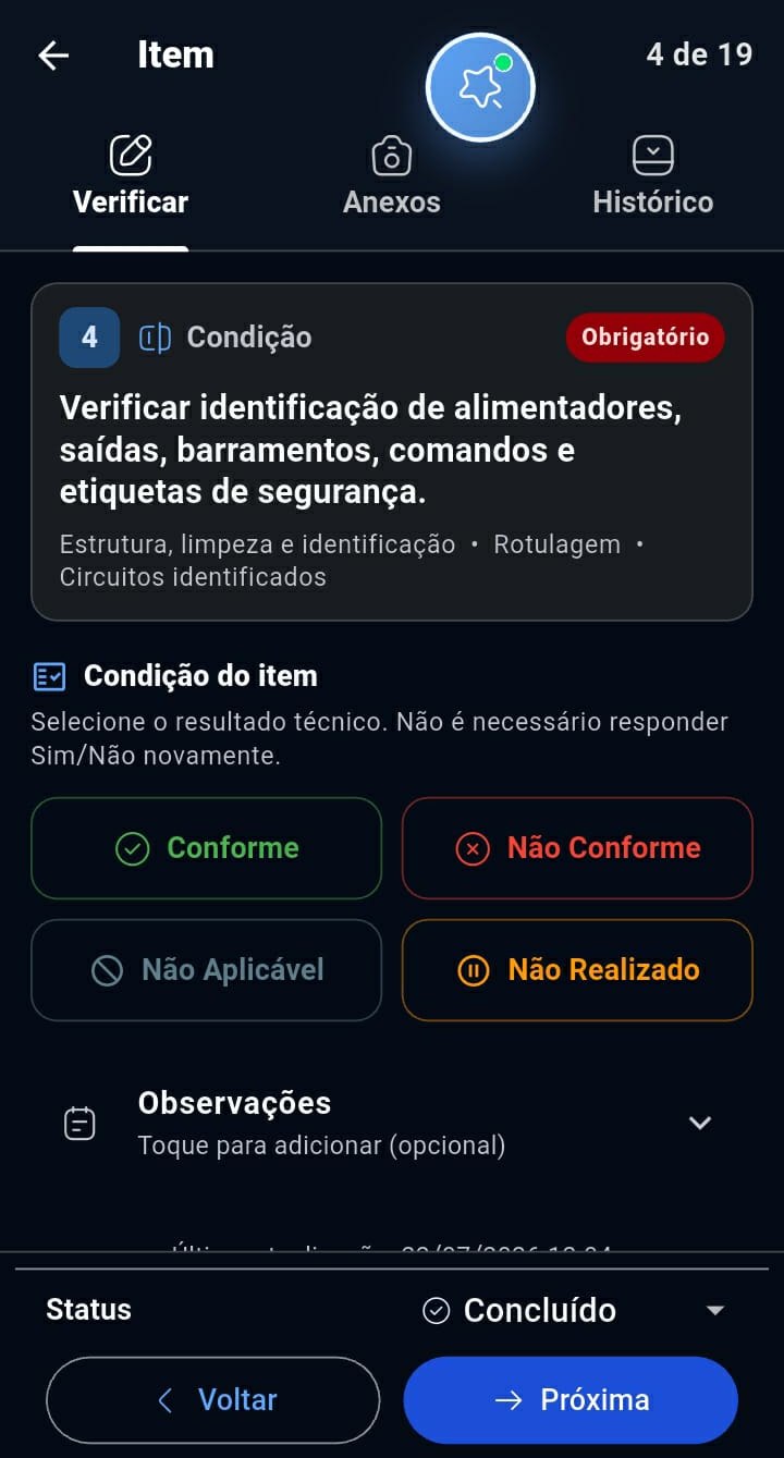 Execução guiada: conforme ou não conforme