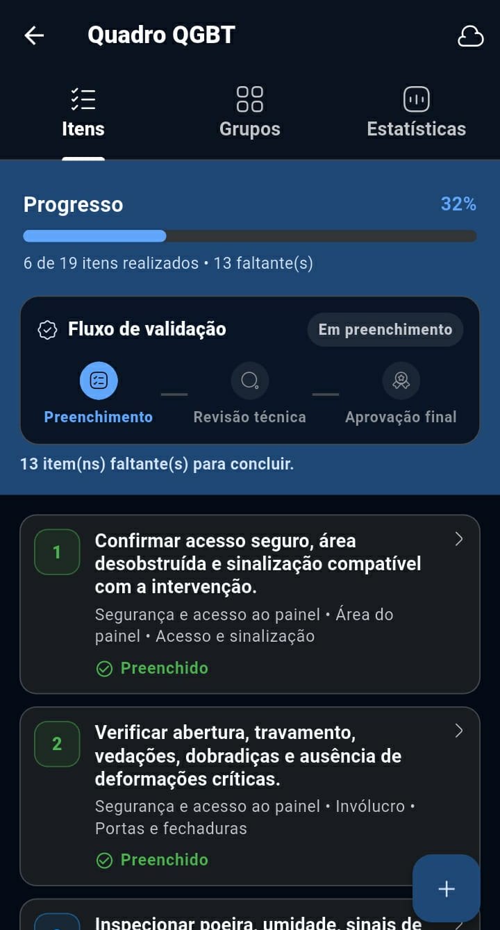 Checklist com fluxo de validação